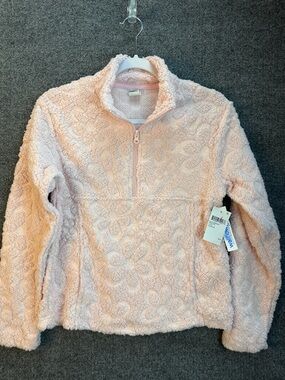 Wallflower Cozy Half-Zip Sherpa Pullover Light Pink Girls 14-16 Large NWT